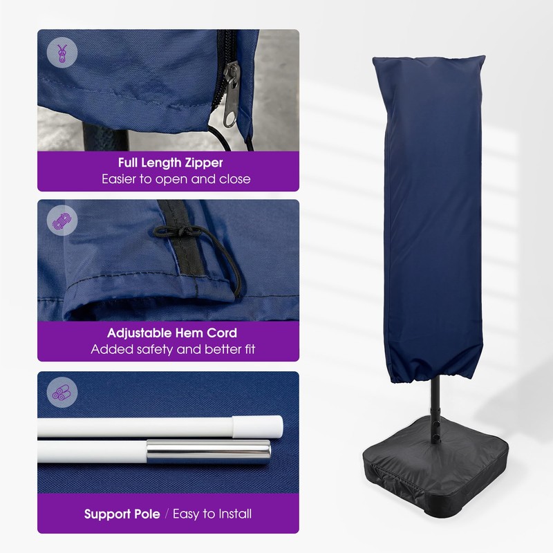 PURPLE LEAF Patio Umbrella Cover Water-Resistant Umbrellas Cover Navy Blue