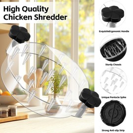 Chicken Shredder,Visible Chicken Breast Shredder Tool Twist with Large Meat Shredder Machine - Ergonomic Handle, Dishwasher Safe, Anti-Slip, Cleaning Brush, Heat Resistant, BPA Free (Black)