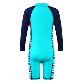 TFJH E Boys Long Sleeve Swimsuits Rash Guard Swimwear 50+ UV Zip One-Piece
