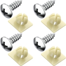 PRIME AVE Stainless Steel License Plate Screws – Rustproof with Nylon Inserts for Front & Rear Plates, Frames & Covers – License Plate Screw Set Fits Most Domestic Vehicles (Set of 4)