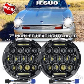JESUO 2PC 7inch Round LED Headlight Hi/Lo Beam For Datsun 280ZX/240Z/260
