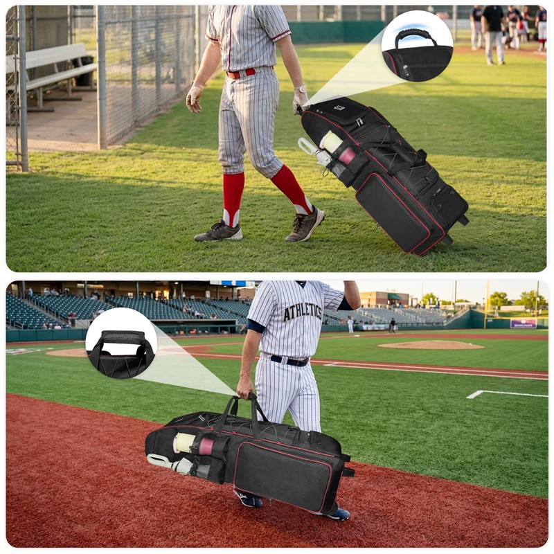 71L Rolling Baseball Bag with Wheels for 7 Bats,Softball Bag