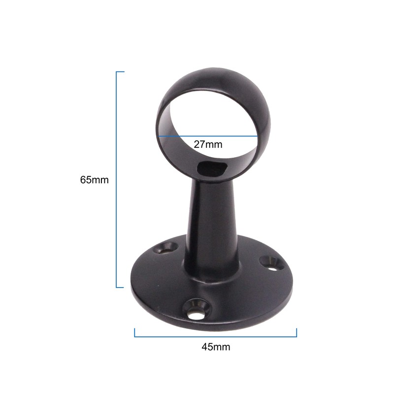 Wardrobe Rail Black Mounted Kit for Clothes Hanging (1 rail,