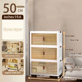 Multi-layer mobile storage cabinets are used for storing clothes books toys and grocery foldable storage boxescolor: White, size: 19.6*11.4*31 inch 3 layers