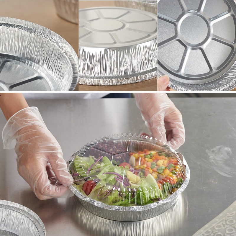 CURTA 8" Round Aluminum Foil Pans with Clear Lids |