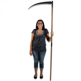 Grim Reaper Sickle | 24" Black Forged Curved Blade | Realistically Carved Wood Handle | Disassembles for Storage & Transport | Great for Cosplay and Costumes | 79" Overall Length