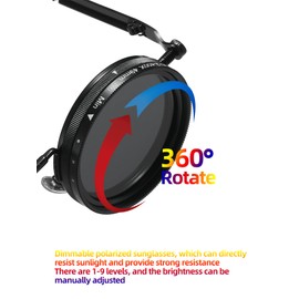 JOLLYNOVA Adjustable Tint Sunglasses, 1-9 Gears Steampunk Retro Metal Round Polarized Glasses with ND Filter Lenses（Black）