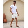 PLEPAN Mens 5 Inch Linen Shorts - Casual Elastic Waist
