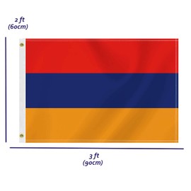 2×3 FT Armenia Flag,Medium 60×90 CM Armenian Outdoor Banner,100D Decor,Doube Side Printing For Patio Garden With Brass Gromment