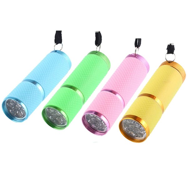 Meitawilltion Lámpara de uñas pequeña con 9 luces LED, mini secador de uñas UV para esmalte de uñas de gel, linterna portátil para arte de uñas, 4 colores