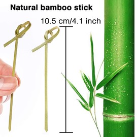 PartyWoo Bamboo Cocktail Picks, 300 Counts 4.1 inch Bamboo Skewers, Cocktail Toothpicks for Appetizers, Cocktail Skewers, Cocktail Sticks, Food Pick for Appetizers, Cocktail Party, BBQ (Knotted End)