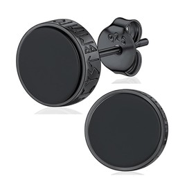 Sterling Silver Black Earrings for Women, Round/Princess Cut Genuine Black Onyx Stud Earrings for Men Fine Jewelry Gifts, Sterling Silver, Agate