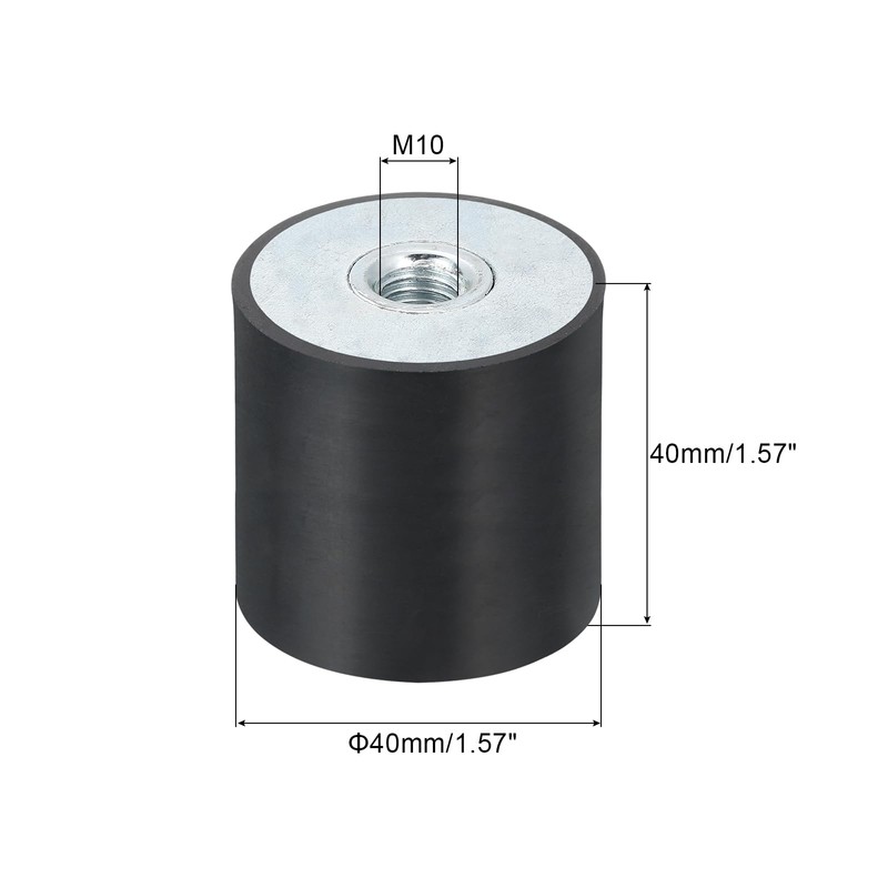 QUARKZMAN Pack of 2 40 x 40 mm M10 Rubber
