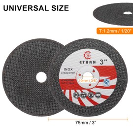 sourcing map 25pcs Cut Off Wheels 3" x 1/20" x 3/8" Ultra Thin Cut-Off Wheels rotary tool Cutting Discs General Metal Cutting Disc for Stainless Steel Cast Iron Copper, Black