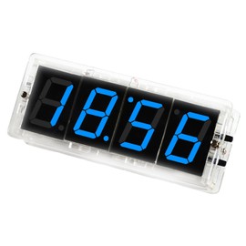 DIY Digital Clock Soldering Kit 4-Digit LED Display with Temperature Sensor, 12H/24H Alarm & Memory Function, STEM Electronics Project for Teens & Adults (Blue)