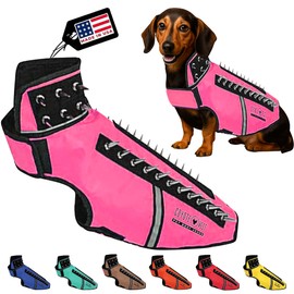 CoyoteVest SpikeVest Dog Harness Vest for Small Dogs, Reflective Dog Vest with Spikes to Shield Your pet from Coyotes, Raptor and Animal Attacks, Anti Hawk Vest, Made in USA (M-Pink)