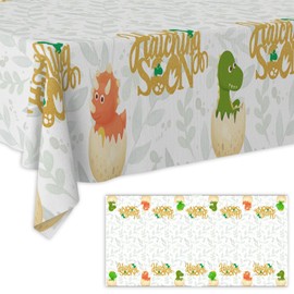 Junliang Hatching Soon Little - Mantel rectangular con diseño de huevo de dinosaurio, suministros para niños, niñas, baby shower, fiesta de cumpleaños, 53 x 98 pulgadas
