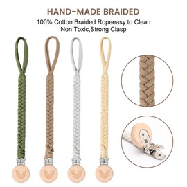 CLDY Baby Dummy Chain Clip, Dummy Chain Boy, Dummy Chain Girl, Dummy Chain Fabric, Cup Catcher, Drinking Cup Holder Strap for Pram/Baby Carrier/Car Seat, Dummy Strap (Pack of 4)