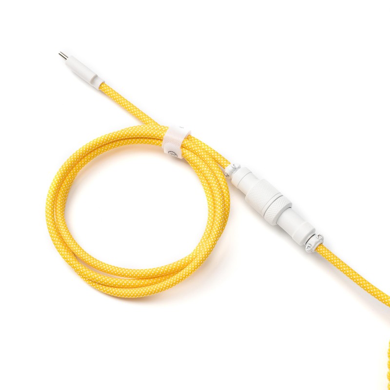 Keychron Custom Coiled Aviator Cable, Yellow, 5-Pin (GX12) Detachable Metal