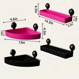 CSZPJLALA Shower Caddy,Corner Shower Caddy Suction Cup,Soap Dish For Shower,Bathroom Organizers And Storage No Drilling Shelves,No Rust & Easy To Reuse (Black, Semicircular)