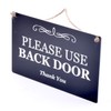 Stylish Black and White Engraved, 'Please Use Back Door', Sign
