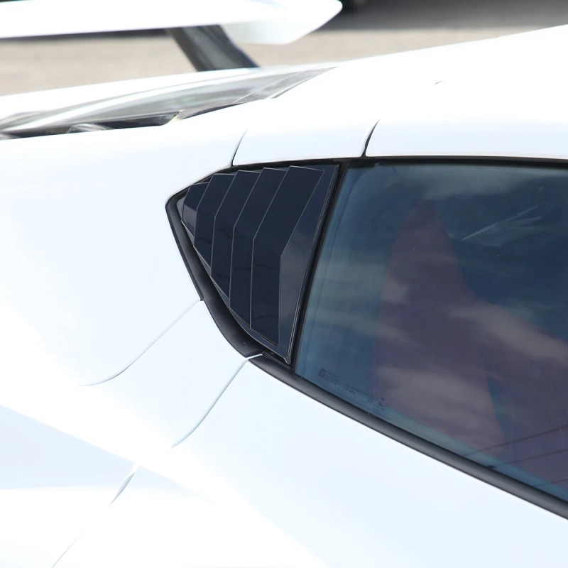 car-attention Gloss Black Side Window Louver Shutter Cover Trim 2pcs