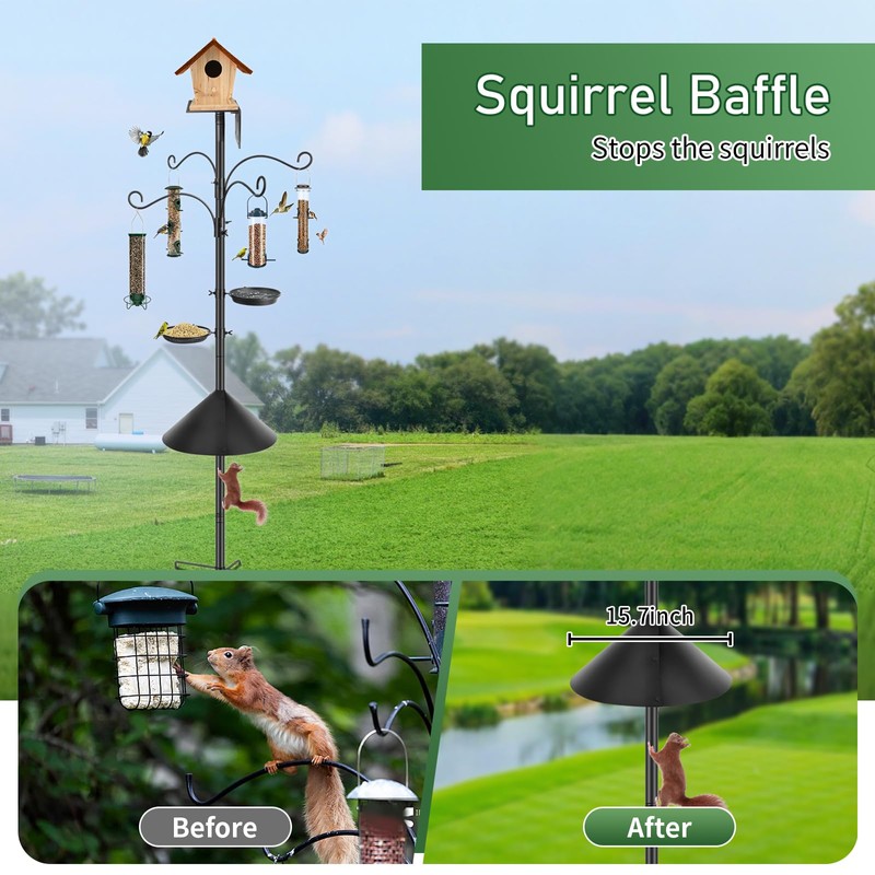 Bird Feeder Pole Squirrel Proof, 92 Inch Heavy Duty Feeding