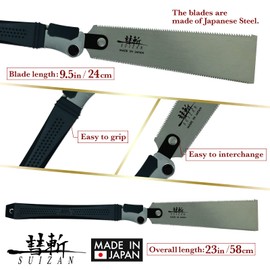 SUIZAN Folding Ryoba Double Edge Saw 9.5" - Professional Japanese Pullsaw Handsaw Woodworking Tools