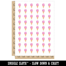 Yummy Ice Cream Cone Temporary Tattoo Water Resistant Fake Body Art Set Collection - 54 1" Tattoos (1 Sheet)