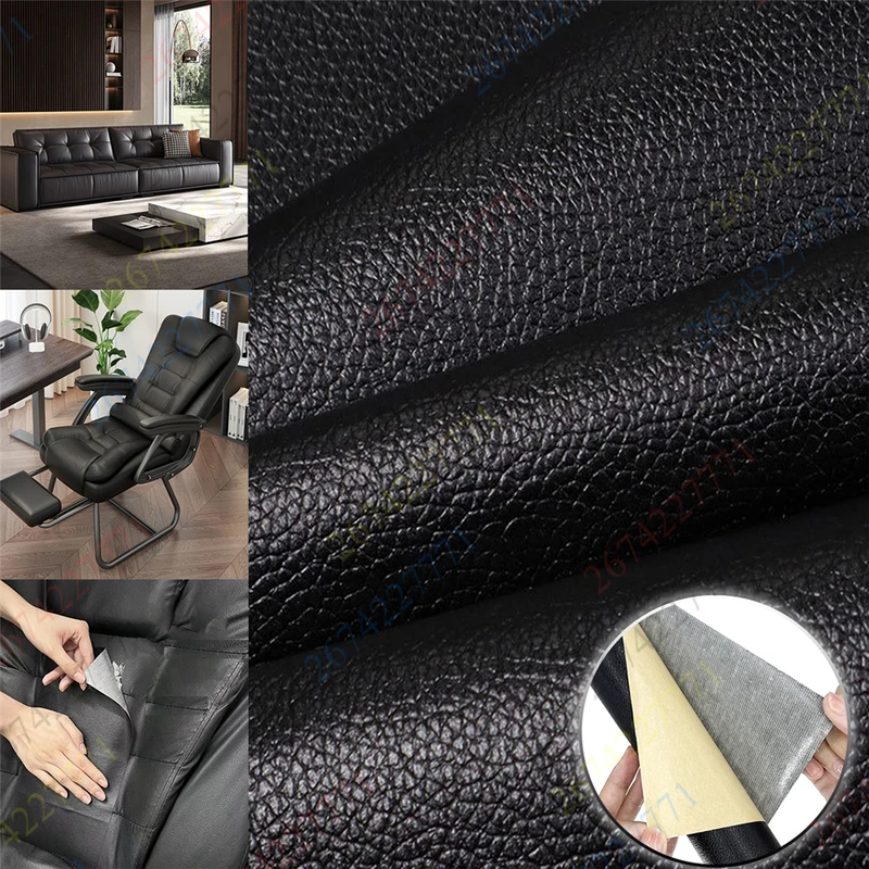 Textured black PU faux leather surface
