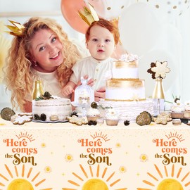 CMUSKO - 3 manteles de plástico Desechables para Fiestas de Primer cumpleaños, diseño Bohemio, para Fiestas de Sol, para niños, Retro, para Fiestas de cumpleaños