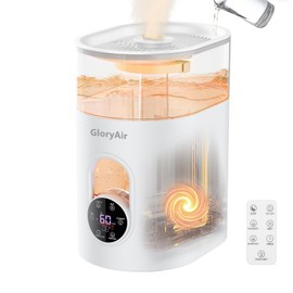 Humidifiers for Bedroom Large Room Home - GloryAir 6L Quiet Top Fill Cool & Warm Mist Humidifier with Smart Humidity Control, Remote Control, 7-Color Light, Humidistat, Oil Diffuser for Plants & Baby