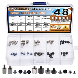 CO-RODE 48pcs M.2 SSD Standoffs and Screws for Asus, Gigabyte, MSI Motherboards