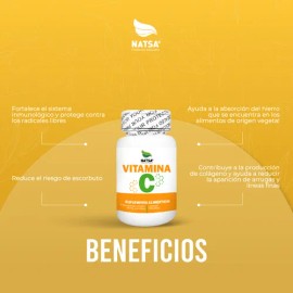 Vitamina C 100 Tabletas 500 Mg Cu, Calidad Premium Sabor Natural