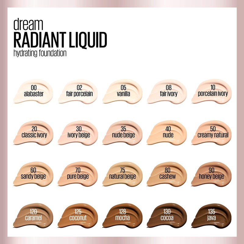 Maybelline Dream Radiant Liquid Medium Coverage Hydrating Makeup, Lightweight Liquid