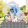 4 Pack Black and White Checkered Tablecloths, Plastic Gingham Table