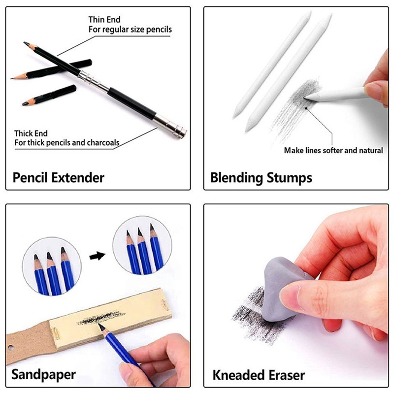 32-Piece Professional Drawing Pencils and Sketch Set Includes Sketch Pencil