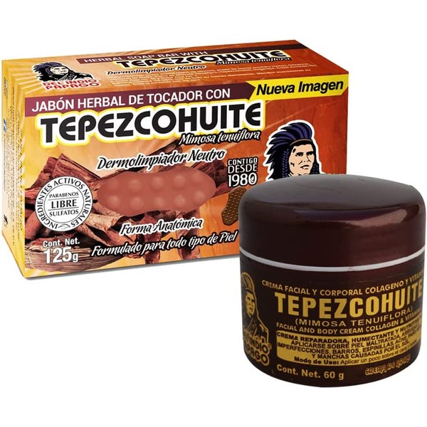 Bundle  Tepezcohuite Night Facial Cream 60 Gr / 2.02 Fl Oz + Neutral Soap with T