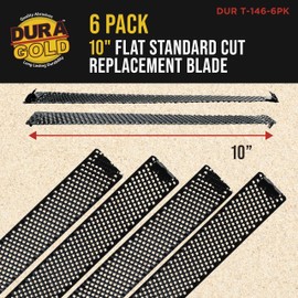 Dura-Gold 10-Inch Flat Standard Cut Replacement Blade, Pack of 6 - Steel Shaver Cheesegrater Rasp for Auto Body Filler, Car Dent Repairs, Wood Fiberglass - Sanding Shaping Surfaces, Hand Plane Scraper