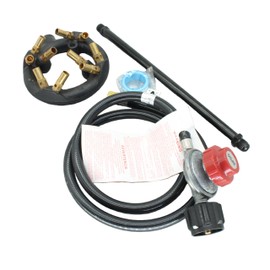 HZYUHMIG 41000 BTU 10 Jets Homemade Cast Iron Burner Assembly with PTFE Tape Flame Control System and High Pressure Regulator with Hose Fits for Pizza Oven Turkey Fryer