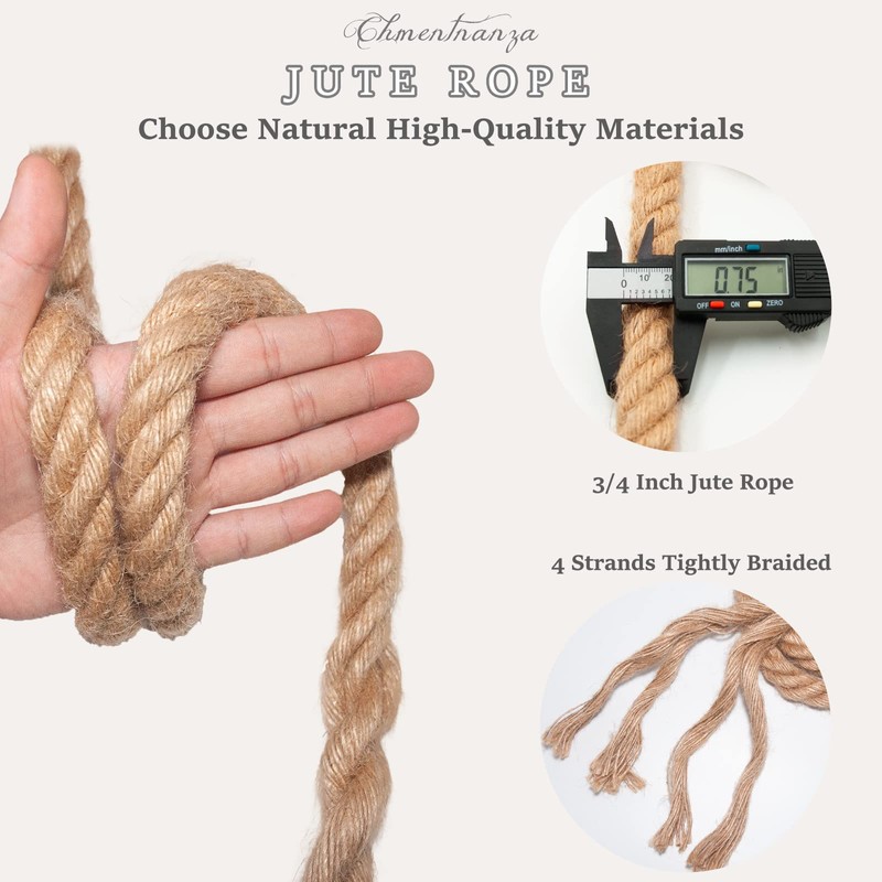 Natural Hemp Rope Jute Rope (3/4 in * 50 ft)
