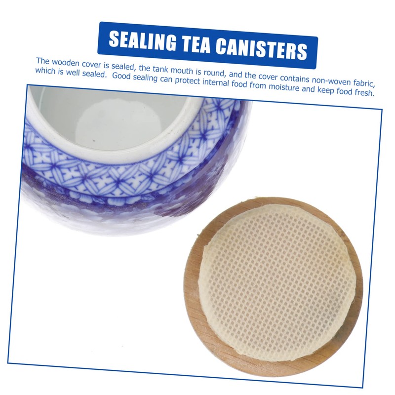 CIYODO Ceramic Tea Canister with Wooden Lid Airtight Sealed Tea