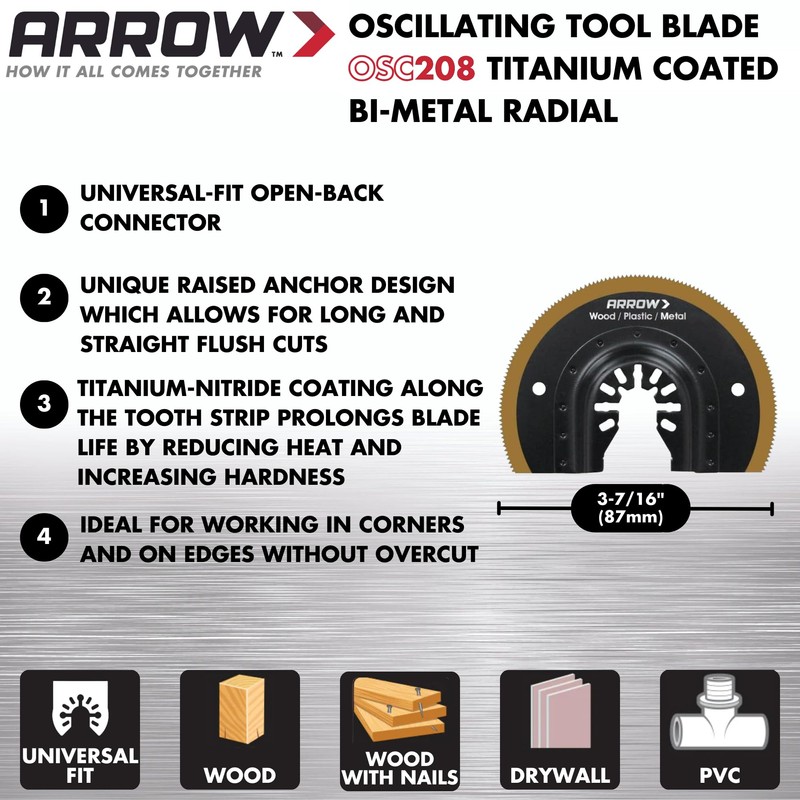 Arrow OSC9500-A Oscillating MultiTool Kit, Sander Tool, and Drywall Saw,