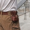 TOURBON Leather Tape Measure Pouch Belt Tool Carrier Holder (Dark