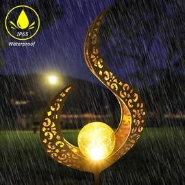 Solar Lamp for Outdoors, 2 Metal Hollow LED Stake Decorative Garden Stake Stand, Solar Light Outdoor Solar Torch, Garden Solar Flame Light, IP65 Garden Decoration for Patio, Path, Yard, Lawn