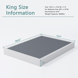 XINXINYAN King Size Box Spring 7 Inch High, Heavy Duty Mattress Foundation,Sturdy Metal Box Spring Only with Fabric Cover Set, Easy Assembly, Noise Free
