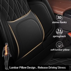 YORKNEIC Front Seat Covers for Nissan Frontier 2009-2023 2024 - Faux Leather Car Seat Covers Auto Seat Protectors with Lumbar Support(2 Front Set, Black)