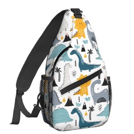 Famame Cute Animals Dinosaur Sling Backpack Chest Bag Crossbody Shoulder Bag Gym Cycling Travel Hiking Daypack For Men Women