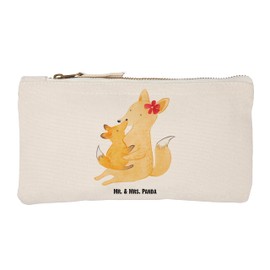 Mr. & Mrs. Panda Make-Up Bag Fox Mama & Child, White, Hand Drawn