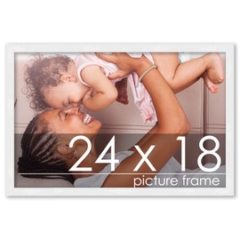 Poster Palooza 24x18 Frame White Solid Pine Wood Picture Frame | UV Acrylic, Foam Board Backing & Hanging Hardware